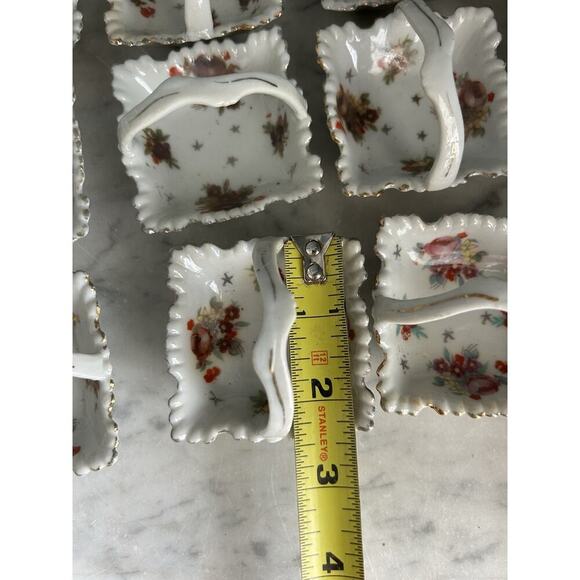 (12) Vintage Porcelain Nut Baskets Salt Bowls Japan Arbaugh’s 1930s Flowers Box - Picture 15 of 16